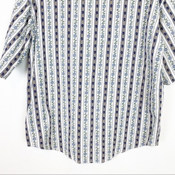 Vintage | Zig Zag | Floral Stripe Short Sleeve Button Front Shirt Size M - Picture 6 of 7